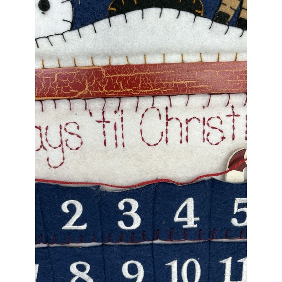 Rustic Wooden Advent Calendar 1-24 Felt Pockets Candy Cane Marker Handmade - Picture 5 of 9